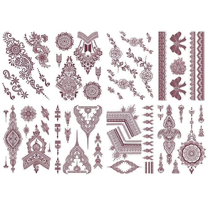 MAYCREATE® 8 Sheets Brown Temporary Tattoos Sticker for Women Girls, Waterproof Fake Tattoo Kits, Lotus Mandala Flower Temporary Tattoos Neck Chest Arm MAYCREATE® 8 Sheets Brown Temporary Tattoos Sticker for Women Girls, Waterproof Fake Tattoo Kits, Lotus Mandala Flower Temporary Tattoos Neck Chest Arm